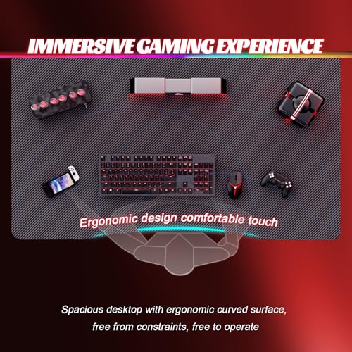 HLDIRECT 32 Inch Small Gaming Desk - Carbon Fiber Surface, Ergonomic Design