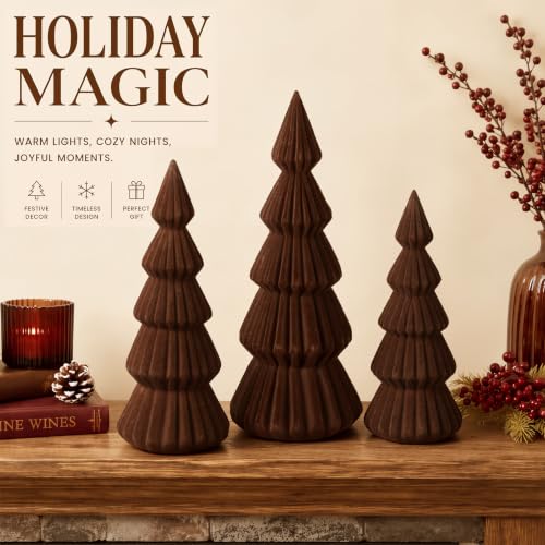 Relaxgiant Dark Brown Velvet Christmas Tree Decor Set of 3 (3 Sizes)