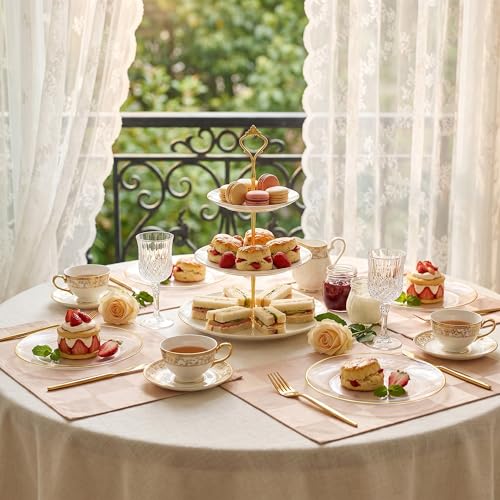 Clear Gold Disposable Dessert Plates & Forks Set - 200 Pieces for Weddings & Parties
