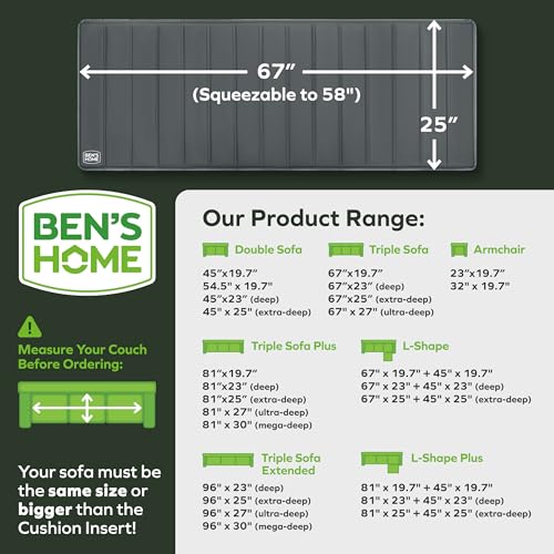 BEN'SHOME Deep Sofa Support Board for Sagging Couch 58-67" x 25" - Firm & Easy Install
