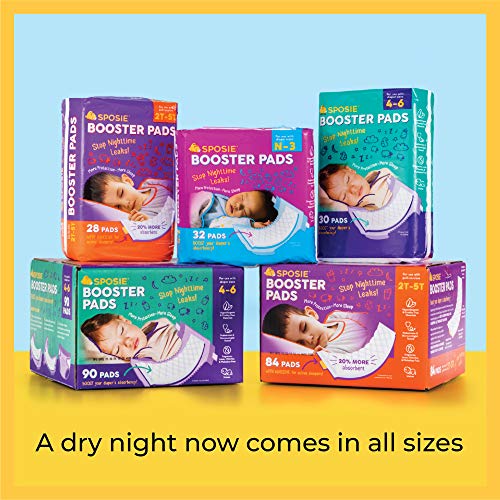Select Kids Sposie Overnight Diaper Booster Pads 90 Ct Size 4-6, Leakproof, Hypoallergenic