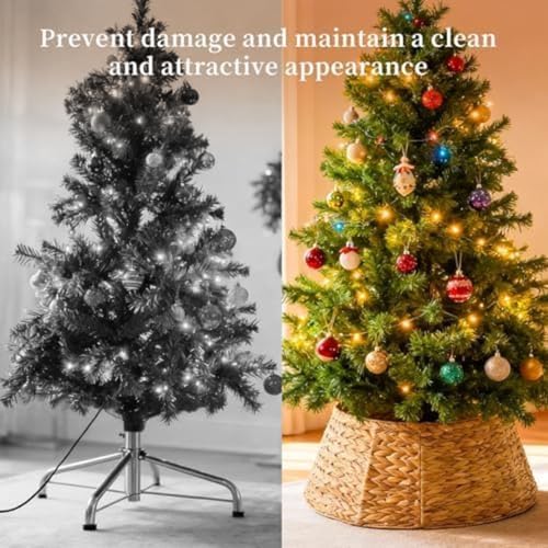 Woven 24 Inch Christmas Tree Collar for 4-7ft Trees - Handwoven Rattan Decor