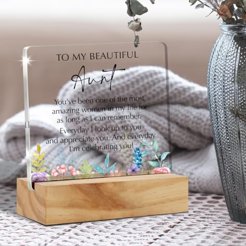 Personalized Aunt Gift Acrylic Plaque - Heartwarming Desk Sign for Mom's Day & Birthdays