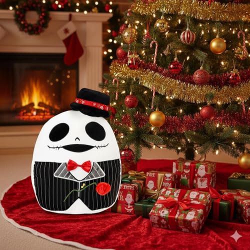 Glow Guards 12'' Skeleton Plush Pillow, Nightmare Xmas Plushie Toy, Skull Stuffed Animal, Soft Squishy for Kids Adults Decoration