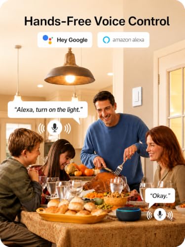 Single Pole WiFi Smart Light Switch 4 Pack - Compatible with Alexa & Google