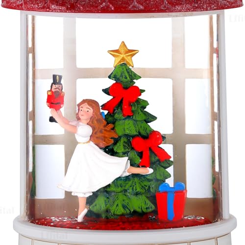 Christmas Snow Globe Lantern Nutcracker Scene 8.2in – USB or Battery Powered