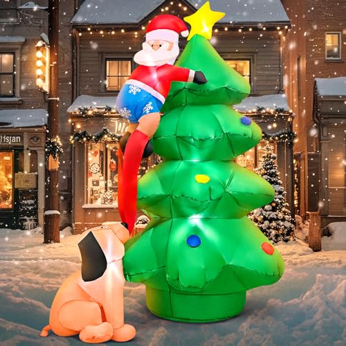6FT Christmas Inflatable Santa & Tree Outdoor Yard Decoration with LED Lights
