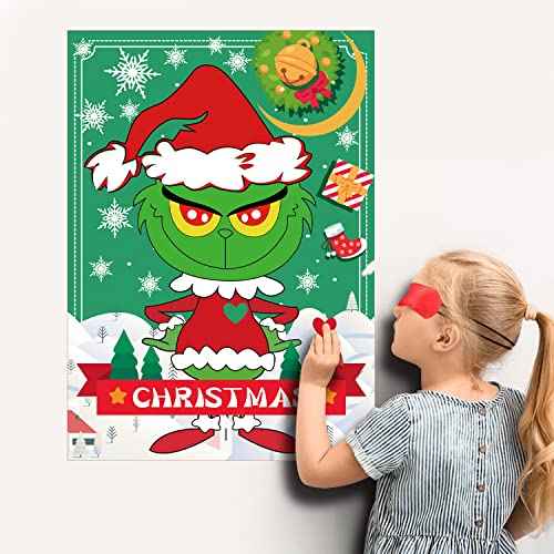 Christmas Games - Pin The Heart Christmas Crafts Games for Kids Families Party, Cute Wall Decor Party Supplies Favors, Indoor Xmas Decorations Home Decor, Xmas Kids Activities Presents