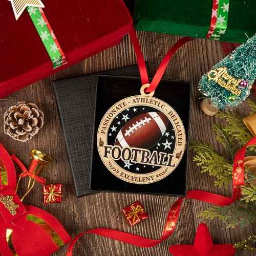 Football Ornaments for Christmas Tree, Football Christmas 2 Layer Wood & Acrylic Ornament for Boy Girl Gifts, Sport Christmas Ornament 2025