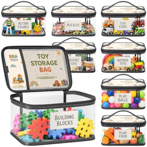 Large Black Waterproof Toy Storage Bags 8 Pack - Kids Room Organizer with Zipper