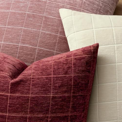 MIULEE Burgundy Plaid Throw Pillow Covers Set of 2, 18x18 Inches, Decorative Home Accent