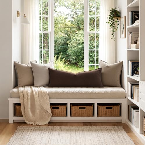 14x36 Inch Linen Pillow Cover - Dark Brown Decorative Lumbar Cushion