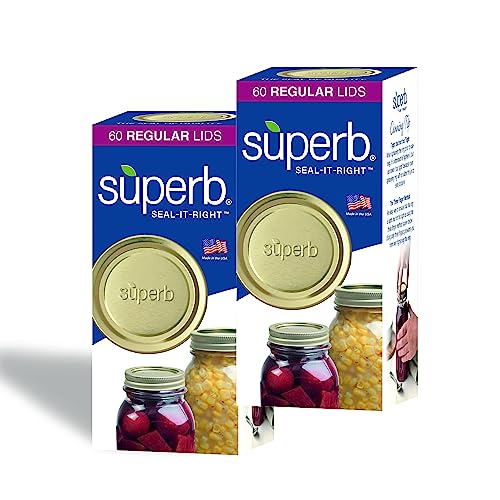 Superb Sealing Solutions Regular Mouth Canning Lids - 2.75 Inch Food Grade Jar Tops, Thick Seals, USA Made, 120 Count — Variation: Regular Mouth