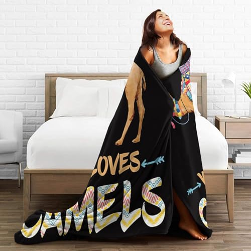 Camel Plush Throw Blanket - Super Soft Cozy Warm Fleece Camel Bedding Blanket Gifts for Kids, Girls, Boys & Women - 40"X50"