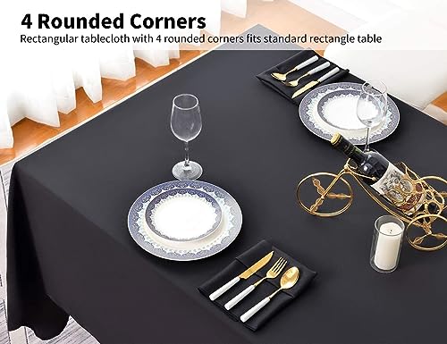 Surmente 5-Pack 90x132 Inch Black Rectangle Tablecloth for 6-8 Foot Tables