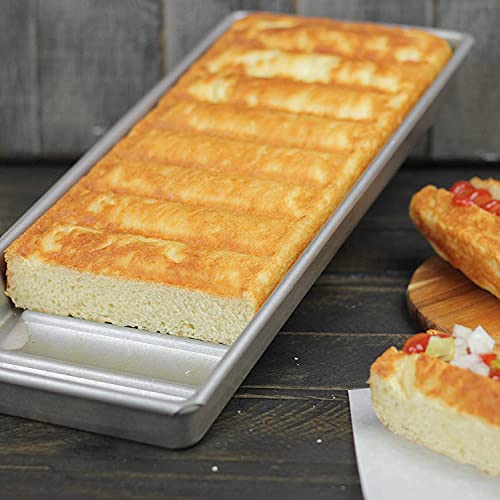 USA Pan Nonstick Hot Dog Bun & Lobster Roll Pan 15x6x1.5 Inch, Aluminized Steel, Model: Hot Dog Pan