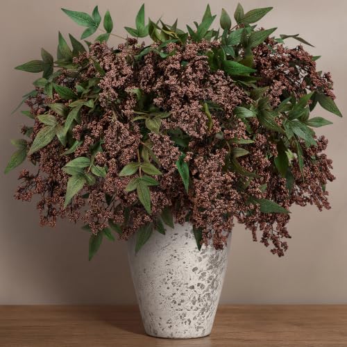 Dark Brown Nandina Berry Stems for Floral Arrangements - 4 Pack, 34 Inches - Variation: Brown