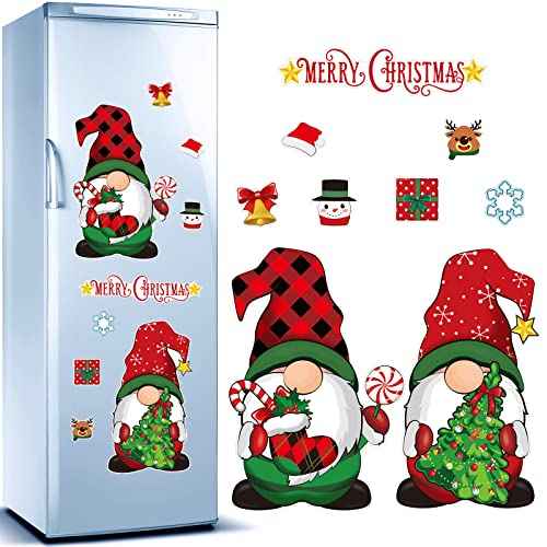 Sratte Christmas Refrigerator Magnets Gnome Fridge Car Garage Door Magnets Stickers Xmas Holiday Christmas Decoration for Home Kitchen Door Car