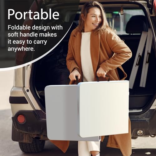 Foldable 4FT Adjustable Height Table - White, Heavy Duty, Portable