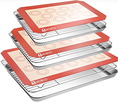 9-Piece Baking Sheet Set with Cooling Racks and Silicone Mats - 3 Sizes