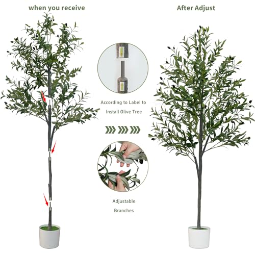 YYTDDUUU 6FT Tall Artificial Olive Tree with Fruits - Faux Potted Plant for Indoor & Outdoor Decor