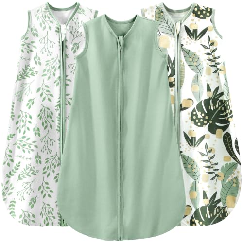 Yoofoss Baby Sleep Sack 24-36 Months - Organic Cotton, 0.5 TOG, Banana & Green, XX-Large