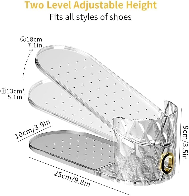 WMBOOX 15 Pack Clear Adjustable Shoe Organizer Slots Space Saver for Closet