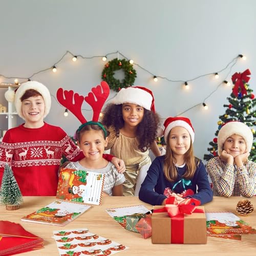 WERNNSAI 24 Pack Christmas Party Invitations - Christmas Snowman Invitation Cards with Envelopes Stickers for Kids Red Xmas Invites for Christams Holiday Winter Party Supplies with Snowman Design