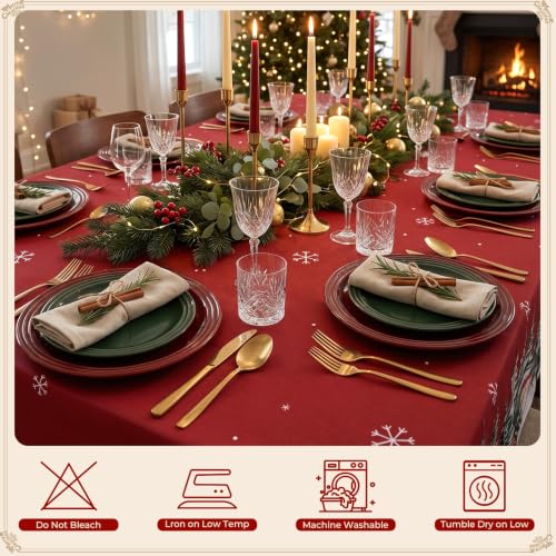 Romanstile Christmas Rectangle Tablecloth 60x102 Inch Red Snowman Design