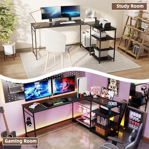 Reversible 63-Inch L-Shaped Gaming & Office Desk - Sturdy Computer Workstation