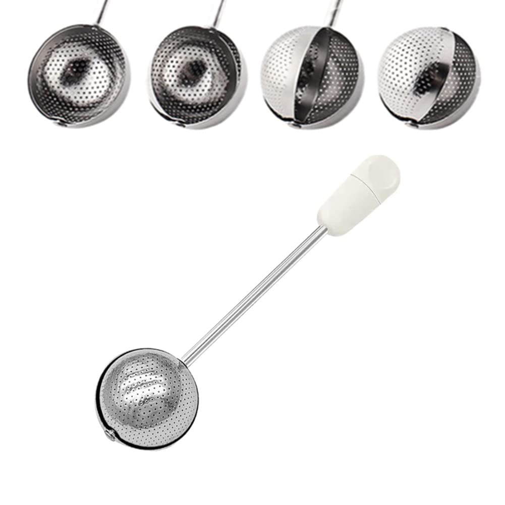 Sugar Shaker Duster Wand for Flour and Spices, Stainless Steel Spoon Powder Sugar Duster, Rotating Tea Filter, Easy One-handed Operation (White)