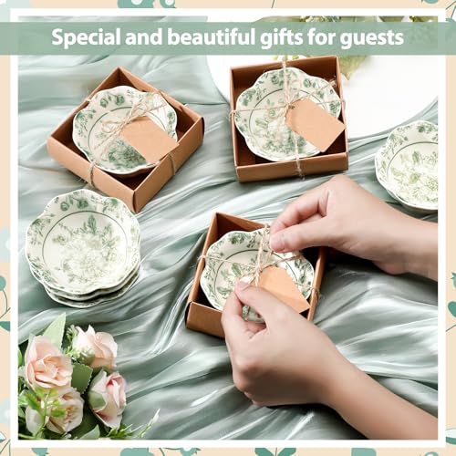 Sage Green Ceramic Wedding Favors - 24 Mini Flower Bowls for Guests