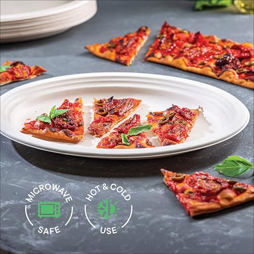 Heavy Duty 12.5 Inch Compostable Oval Paper Plates - 500 Pack, Eco-Friendly, Biodegradable