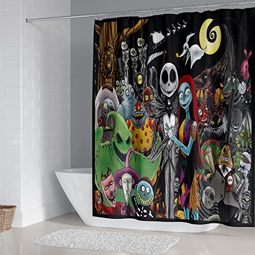 DDS-DUDES Christmas Shower Curtain Kids Bathroom Halloween Decor with 12 Curtain Hooks for Bathroom, Waterproof 71 x 71 inch (SC-16)