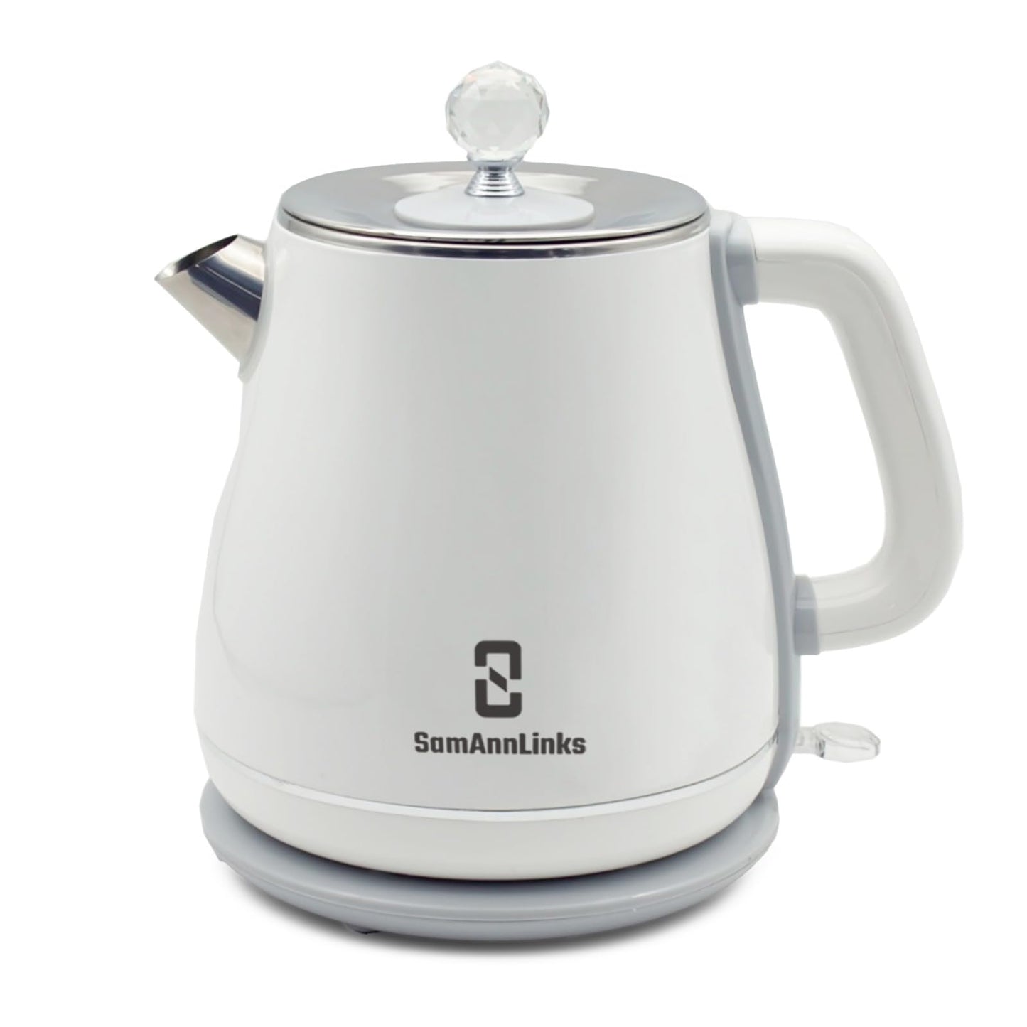 White 1.8L Electric Tea Kettle, Electric Kettle, Stainless Steel electric tea kettle for Fast Boiling Water, hot water Kettle, Double wall and Boil-Dry Protection with Auto-Shutoff.