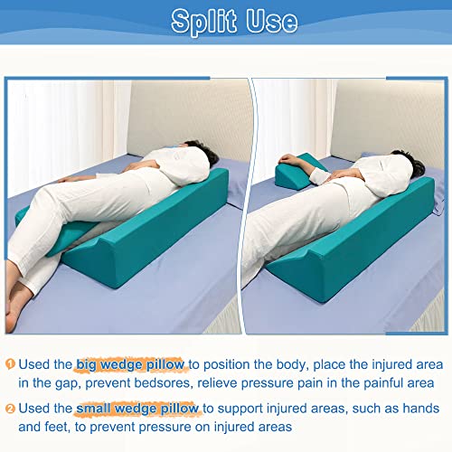 Green Bedsore Turning Wedge Pillow for Side Sleeping Elderly & Bedridden Patients - Foam Cushion for Pressure Ulcer Prevention