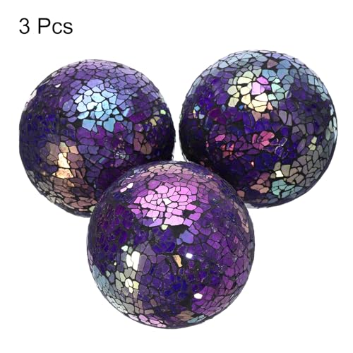 uxcell 3Pcs Decorative Glass Balls 3.15 in Orbs Centerpiece Balls,