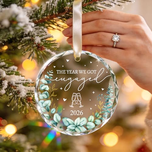 Engagement Ornament 2026, Crystal Glass Gift for Newly Engaged Couples