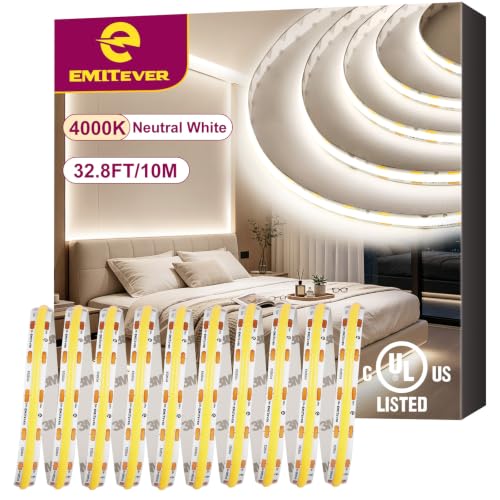 24V COB LED Strip Lights 4000K, 32.8ft, Dimmable, Indoor Usage