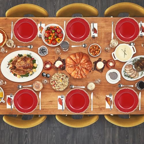 SforGUVA Red 6-Pack Scallop Charger Plates for Wedding & Holiday Table Decor