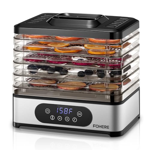FOHERE Food Dehydrator with 5 BPA-Free Stackable Trays, Digital Control, 400W