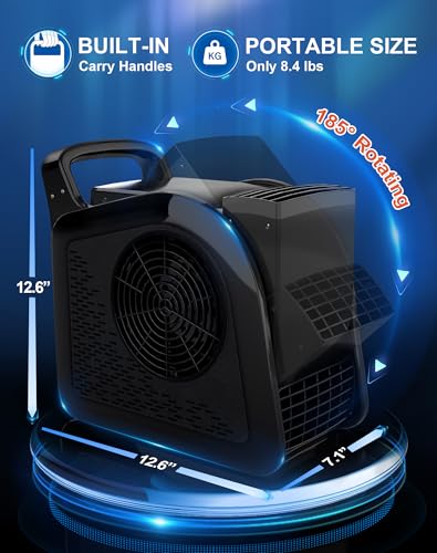 Air Mover Blower Fan Black - High Velocity Floor Ventilation & Drying Fan with 3 Speeds
