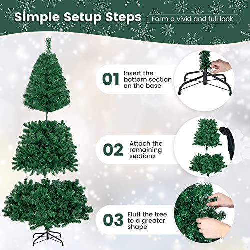6FT Artificial Christmas Tree with Metal Stand - Easy Assembly Indoor Outdoor Holiday Decor