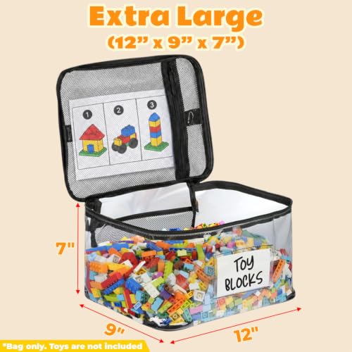 6-Pack Extra Large Clear Toy Storage Bags with Zippers, TPU