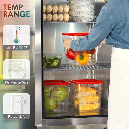 4 Pack Food Storage Containers with Green Lids - 4 Qt Square Polycarbonate
