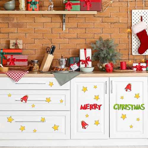 Mfault Merry Christmas Cartoon Character Wall Decals Stickers, Xmas Tree Wreath Max Dog Decorations Bedroom Art, Star Jingle Bell New Year 2026 Home Kitchen Decor Holiday Gifts
