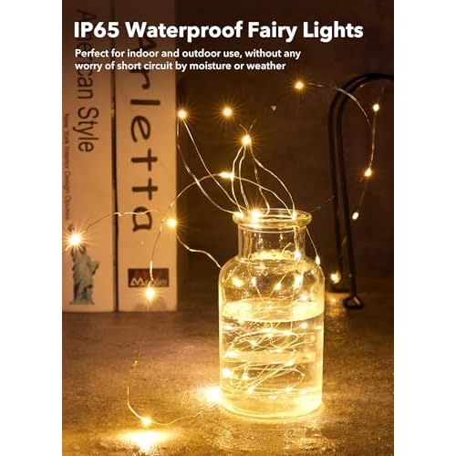 Minetom 6 Pack Fairy Lights Battery Operated String Lights - 7ft 20 LED Waterproof Silver Wire Firefly Lights Waterproof for DIY Crafts Wedding D?cor Table Centerpieces Mason Jars Party
