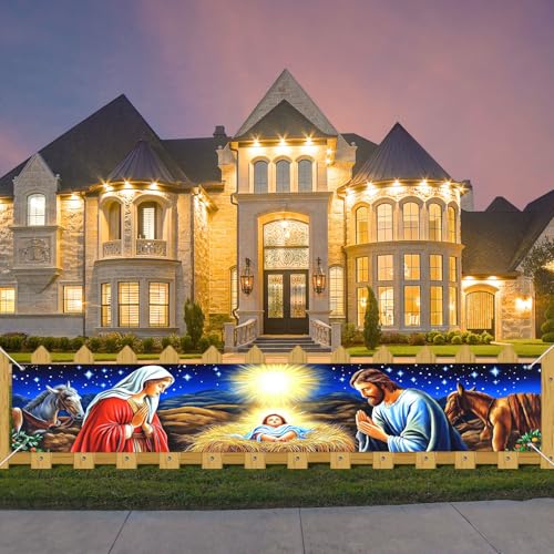 IVN Christmas Nativity Mary Jesus Banner 118 x 20 Inch
