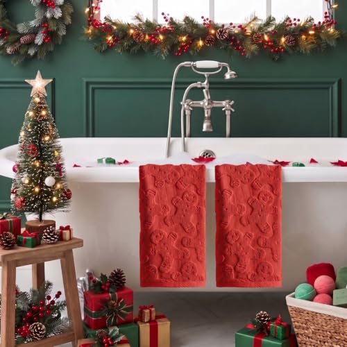 Artoid Mode 4 Pcs Red 13.7 x 29.5 in 100% Cotton 3D Jacquard Hand Towels