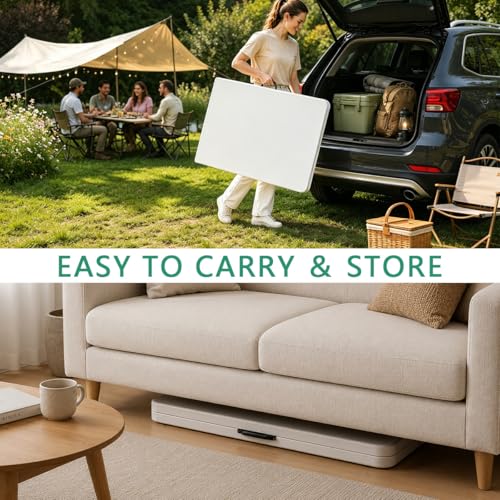 6ft Heavy Duty Plastic Folding Picnic Table - Portable & Sturdy